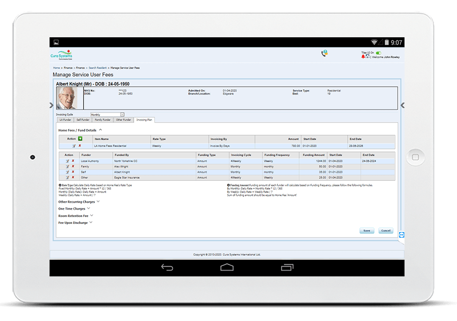 Billing System for Care Homes, Invoicing Module for Carers